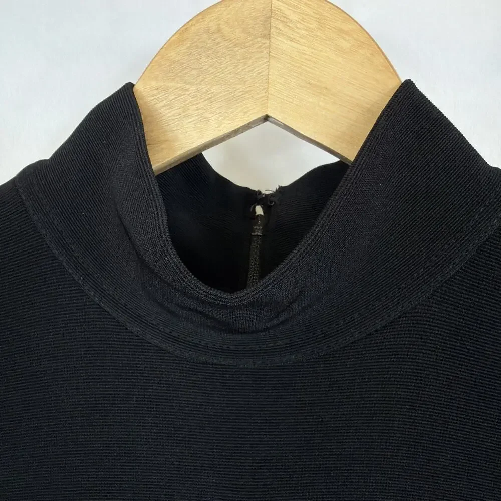 NWT Vintage Tadashi Shoji Black Mixed Material Maxi Gown Size 12 Made in USA - Picture 5 of 11